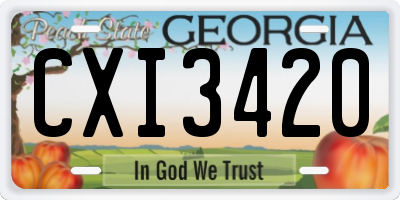 GA license plate CXI3420