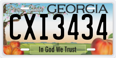 GA license plate CXI3434