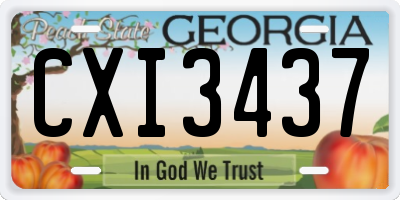 GA license plate CXI3437