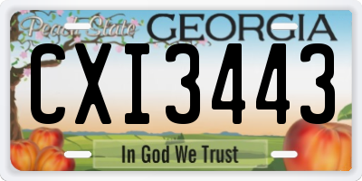 GA license plate CXI3443