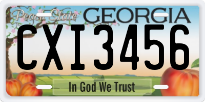 GA license plate CXI3456