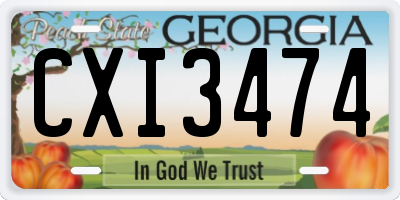 GA license plate CXI3474