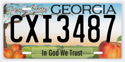 GA license plate CXI3487