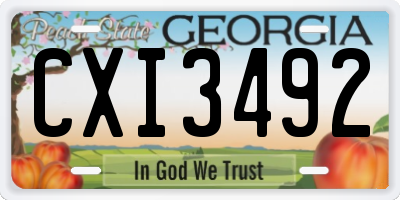 GA license plate CXI3492
