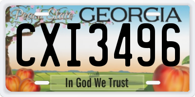 GA license plate CXI3496