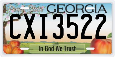 GA license plate CXI3522