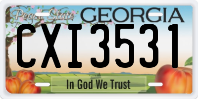 GA license plate CXI3531