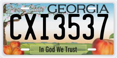 GA license plate CXI3537