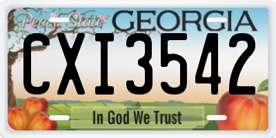 GA license plate CXI3542