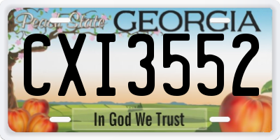 GA license plate CXI3552