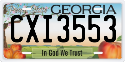 GA license plate CXI3553