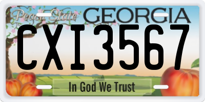 GA license plate CXI3567