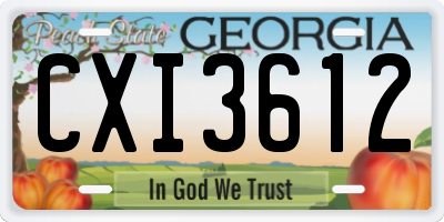 GA license plate CXI3612