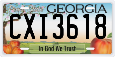 GA license plate CXI3618