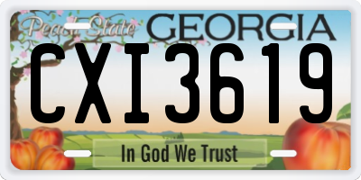 GA license plate CXI3619