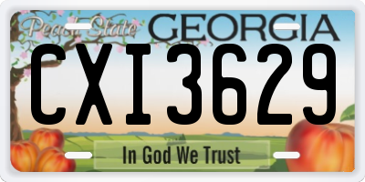 GA license plate CXI3629