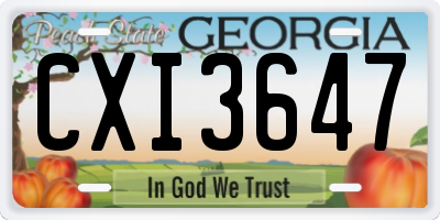 GA license plate CXI3647