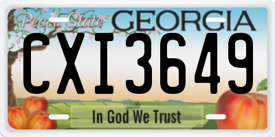 GA license plate CXI3649