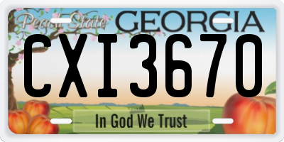 GA license plate CXI3670
