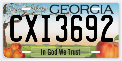 GA license plate CXI3692