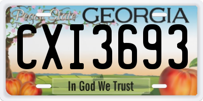 GA license plate CXI3693