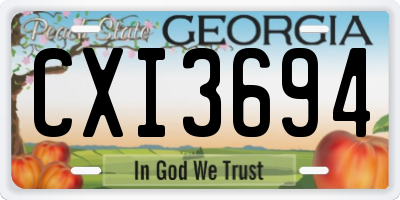 GA license plate CXI3694
