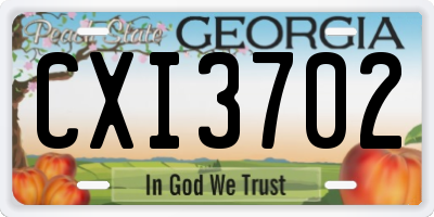 GA license plate CXI3702