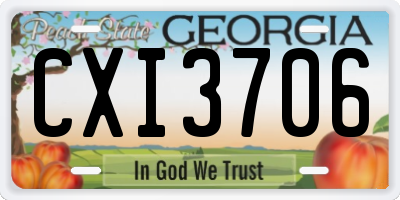 GA license plate CXI3706