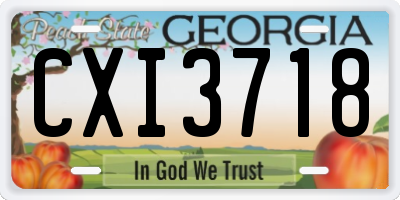 GA license plate CXI3718