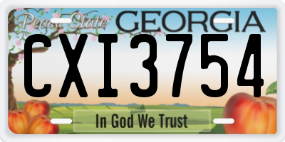 GA license plate CXI3754