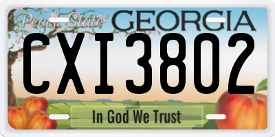 GA license plate CXI3802