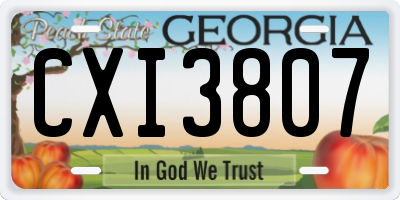 GA license plate CXI3807