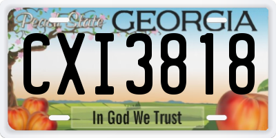 GA license plate CXI3818