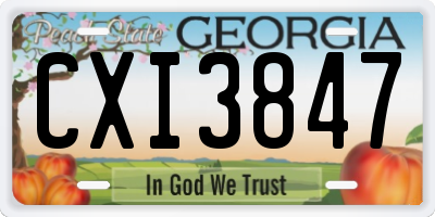 GA license plate CXI3847