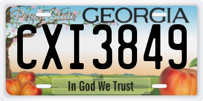 GA license plate CXI3849