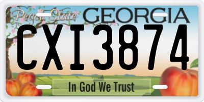 GA license plate CXI3874