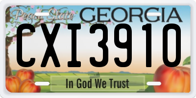 GA license plate CXI3910