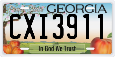 GA license plate CXI3911