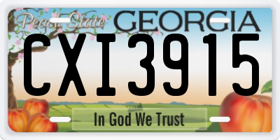 GA license plate CXI3915