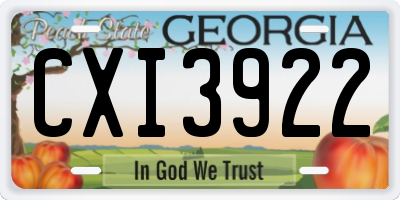 GA license plate CXI3922