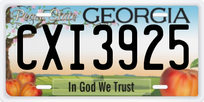 GA license plate CXI3925