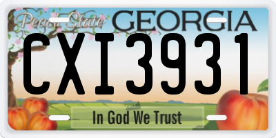 GA license plate CXI3931