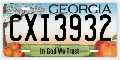 GA license plate CXI3932