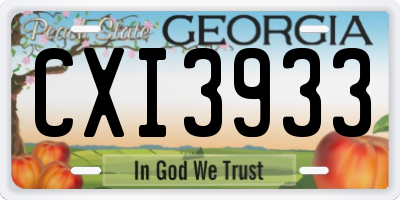 GA license plate CXI3933