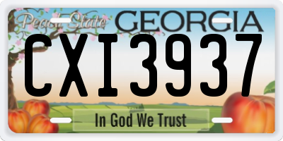 GA license plate CXI3937