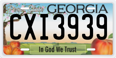 GA license plate CXI3939