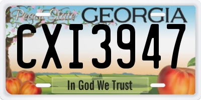 GA license plate CXI3947