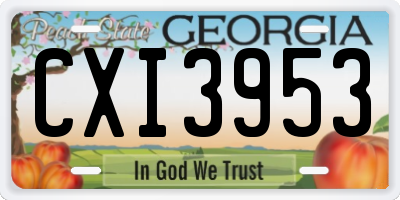 GA license plate CXI3953