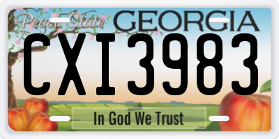 GA license plate CXI3983