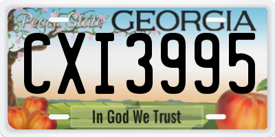 GA license plate CXI3995